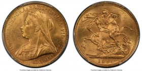 Victoria gold Sovereign 1893 MS64 PCGS, KM785, S-3874. An unusually high grade for this final bust type of Victoria's reign, possessing a gem-like lus...