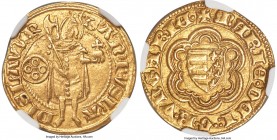 Maria of Anjou (1382-1387) gold Goldgulden ND (1382-1385) AU58 NGC, Unknown mint (possibly Buda), Husz-563, Lengyel-13/1C. 3.53gm. S'A'n'TVS L'A' | DI...