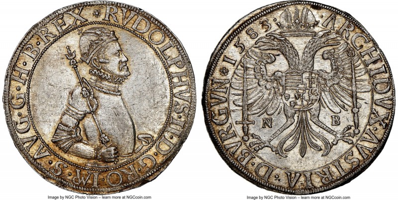 Rudolf II Taler 1583-NB MS63 NGC, Nagybanya mint, KM-MB279, Dav-8067. A superb r...