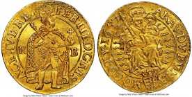 Ferdinand III gold Ducat 1657-KB MS62 NGC, Kremnitz mint, KM114, Fr-109. Revealing a bright golden patina with a sharply defined strike upon both face...