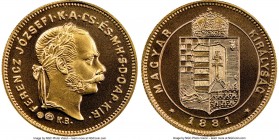 Franz Joseph I gold Restrike Ducat 1881-KB MS70 NGC, Kremnitz mint, KM457. Mintage: 200. Perfectly graded and essentially Prooflike in its overall fin...