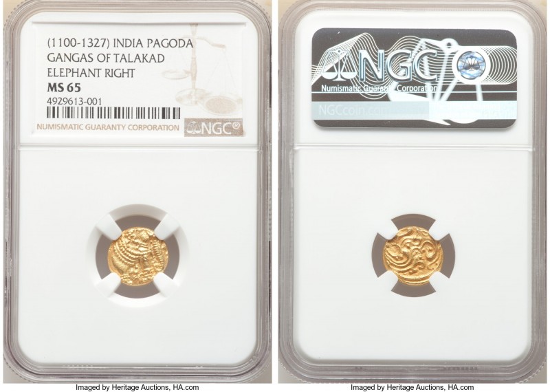 Gangas of Talakad gold Pagoda ND (1100-1327) MS65 NGC, Fr-488. One of the most p...