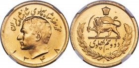 Muhammad Reza Pahlavi gold 2-1/2 Pahlavi SH 1348 (1969) MS64 NGC, Tehran mint, KM1163. A gently lustrous near-gem. From a mintage of 3,000 pieces. AGW...