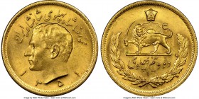 Muhammad Reza Pahlavi gold 2-1/2 Pahlavi SH 1351 (1972) MS64 NGC, Tehran mint. Bright and warm, with heavy die lines on the reverse resulting in a lig...