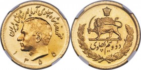 Muhammad Reza Pahlavi gold 2-1/2 Pahlavi SH 1355 (1976) MS66 NGC, Tehran mint, KM1201. Beaming with brilliant luster and lightly Prooflike appeal. Fro...
