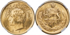 Muhammad Reza Pahlavi gold 2-1/2 Pahlavi MS 2537 (1978) MS64 NGC, Tehran mint, KM1201. A choice example with pleasing satiny surfaces. AGW 0.5885 oz.
...