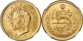 Muhammad Reza Pahlavi gold 5 Pahlavi SH 1353 (1974) MS65 NGC, Tehran mint, KM1164. A satiny gem with appealingly frosty devices. The first we have see...