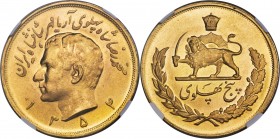 Muhammad Reza Pahlavi gold 5 Pahlavi SH 1354 (1975) MS66 NGC, Tehran mint, KM1202, Fr-99. With near-impeccable surfaces and an almost matte quality, t...