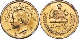 Muhammad Reza Pahlavi gold 5 Pahlavi MS 2536 (1977) MS65 NGC, Tehran mint, KM1202. A superb example of this large-sized gold type, lightly reflective ...