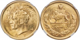 Muhammad Reza Pahlavi gold 5 Pahlavi MS 2537 (1978) MS64 NGC, Tehran mint, KM1202. A flashy choice rendition of the type, fields shimmering with satin...