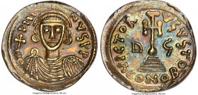 Benevento. Gottschalk (Godescalco) gold Solidus ND (739-742) AU58 NGC, Fr-89, CNI-XVIIIa.2, MEC I-1091. 3.83gm. Perhaps imitating the Byzantine Empero...
