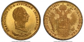 Lombardy-Venetia. Franz I gold Sovrano 1831/21-M MS65 PCGS, Milan mint, KM-C11.1, Mont-332, Gig-16. A scarce overdate, particularly in this elite gem ...