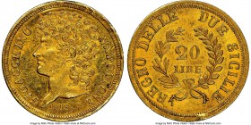 Naples & Sicily. Joachim Murat gold 20 Lire 1813 MS62 NGC, KM264, Fr-860. An ever-popular one-year type featuring the intricately-styled portrait of J...