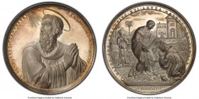 Papal States. Gregory XVI Pair of Certified bronzed & silver Specimen "St. Benedict" Medals 1834 SP64 PCGS, Lincoln-2173, Wurzbach-3363. 55mm. By Gius...