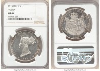 Parma. Maria Luigia 5 Lire 1815 MS61 NGC, KM-C30, Dav-204. Blast-white surfaces with a hint of russet tone around the peripheries and impressive Proof...