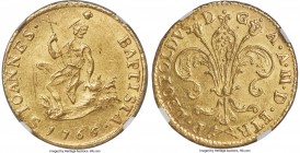 Tuscany. Pietro Leopoldo gold Ruspone (3 Zecchini) 1766 MS62 NGC, Florence mint, KM-C28, Fr-334. Just the second year for the type, and a date which p...