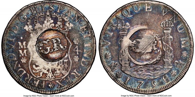 British Colony Counterstamped 3 Shilling 4 Pence ND (1758) VF35 NGC, KM7. KM7, P...