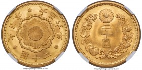 Taisho gold 20 Yen Year 6 (1917) MS65 NGC, Osaka mint, KM-Y40.2, Fr-53. Impressive for even this enviable gem grade, with glowing satiny surfaces that...