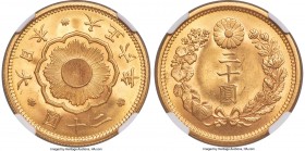 Taisho gold 20 Yen Year 6 (1917) MS63 NGC, Osaka mint, KM-Y40.2, Fr-53. A brilliant selection fielding voluminous aurous brilliance, wholly choice for...