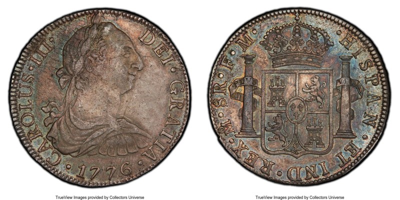 Charles III 8 Reales 1776 Mo-FM AU55 PCGS, Mexico City mint, KM106.2, Cal-921. A...