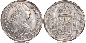 Charles IV 8 Reales 1796 Mo-FM MS62 NGC, Mexico City mint, KM109. Remarkably highly graded for a type which can rarely be said to come outside of high...
