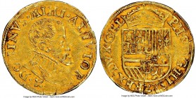 Gelderland. Philip II gold 1/2 Real d'Or ND (1555-1576) AU53 NGC, Fr-76. 3.41gm. Well-centered upon a glistening flan with only moderate circulation r...