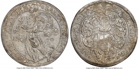 Zeeland. Dutch Revolt Counterstamped Taler ND (1566-1581) AU58 NGC, Delm-141c (Very Rare). Displaying shield of Zeeland counterstamp (AU Weak) on a Co...