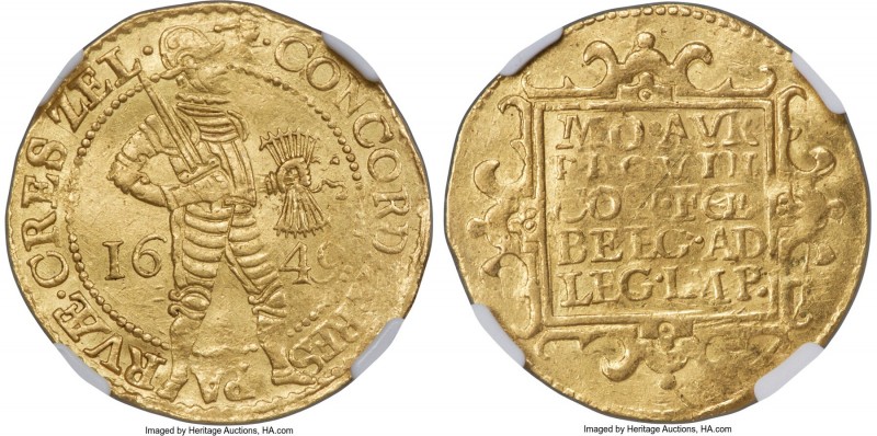 Zeeland. Provincial gold 2 Ducat 1649 AU55 NGC, KM35, Fr-306. 7.00gm. Fresh pale...