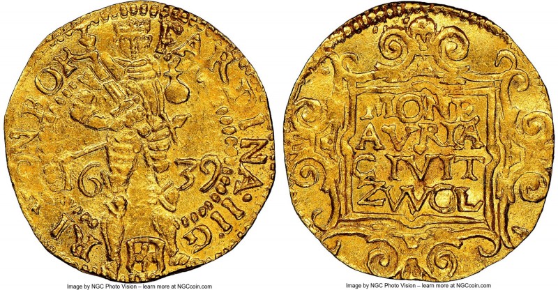 Zwolle. City gold Ducat 1639 MS63 NGC, KM34. An early date in this long-running ...
