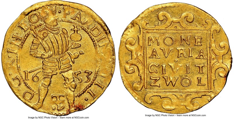 Zwolle. City gold Ducat 1653 MS63 NGC, KM34. An impressive razor-sharp strike pa...