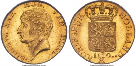 Kingdom of Holland. Louis Napoleon gold Ducat 1810 MS63 PCGS, Utrecht mint, KM38. Bee privy mark. Scarce in any Mint State condition and especially so...