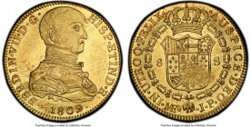 Ferdinand VII gold 8 Escudos 1809 LM-JP AU58 PCGS, Lima mint, KM107. A lovely representation of this imaginary bust type for Ferdinand VII, struck at ...