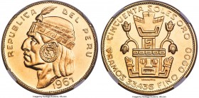 Republic gold "Inca" 50 Soles 1967 MS66 NGC, Lima mint, KM219, Fr-77. Near the peak of condition for this popular "Inca" type, with only two examples ...