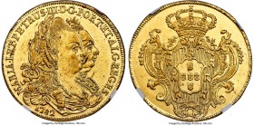 Maria I & Pedro III gold 4 Escudos (Peça) 1782 AU58 NGC, Lisbon mint, KM281. Radiant silky luster glazes the crisply-detailed flan of this premium and...