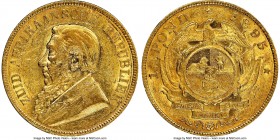 Republic gold Pond 1895 AU55 NGC, Pretoria mint, KM10.2, Hern-Z48. A grade which instantly attracts attention for this type and grade, most known surv...