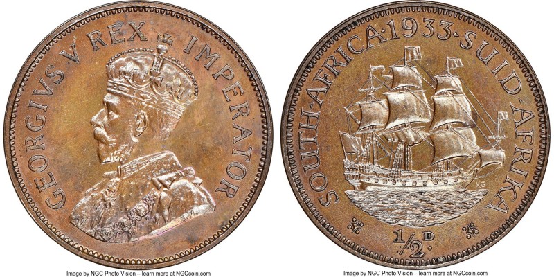 George V Proof 1/2 Penny 1933 PR63 Brown NGC, KM13.3. Struck in a recorded minta...