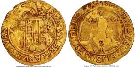 Ferdinand & Isabella (1474-1504) gold 2 Excelentes ND (from 1497)-S AU55 NGC, Seville mint, Cal-78, Cay-2926. 6.96gm. A lightly circulated, though by ...