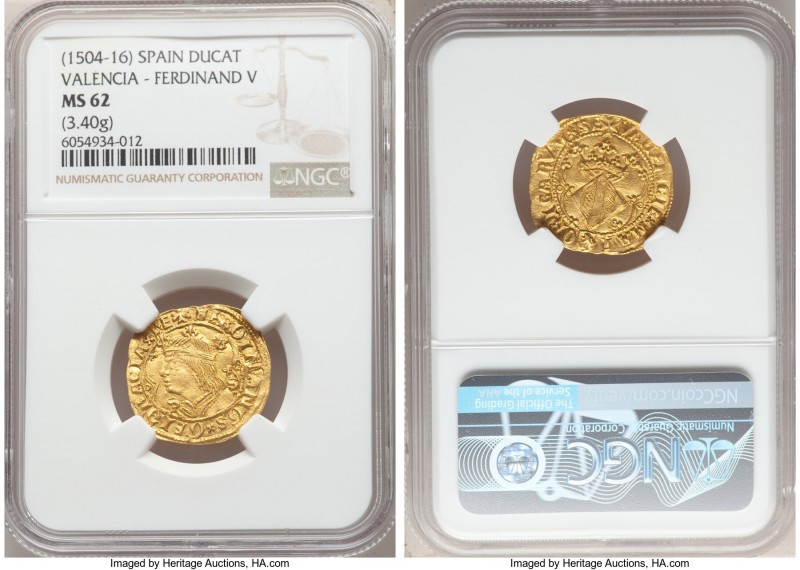 Valencia. Ferdinand II (1479-1516) gold Ducat ND (c. 1483?) MS62 NGC, Fr-86, MEC...