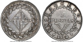 Barcelona. Joseph Napoleon 5 Pesetas 1814 XF40 NGC, KM69. The definitive key date of this Napoleonic-era issue. The NGC label identifies this piece as...