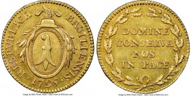 Basel. City gold Duplone 1795 AU55 NGC, KM188, Fr-71. Excellent even for a lightly circulated example with strong residual luster and clay-toned accen...