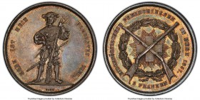 Confederation "Bern Shooting Festival" 5 Francs 1857 MS65+ PCGS KM-XS4, Richter-181a. Benefitting from a needle-sharp strike that leaves an impression...
