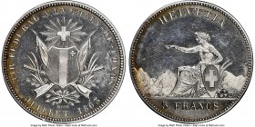 Confederation "Neuchatel Shooting Festival" 5 Francs 1863 MS63+ NGC, KM-XS7, Richter-944a. Mintage: 6,000. Among the scarcer Swiss shooting issues, an...