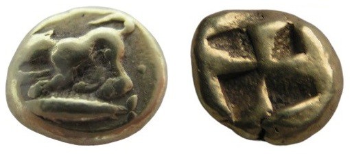 El Hekte
Mysia. Kyzikos, c. 500-450 BC, Liones or panther at bay left atop tunn...