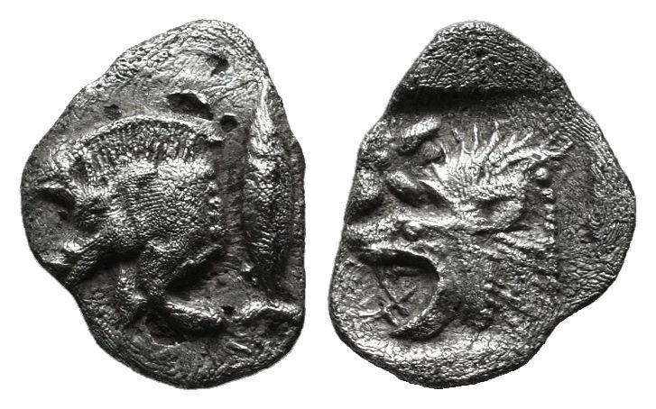 Hemiobol AR
Mysia, Kyzikos. c. 450-400 BC. AR Hemiobol, Forepart of boar left; ...