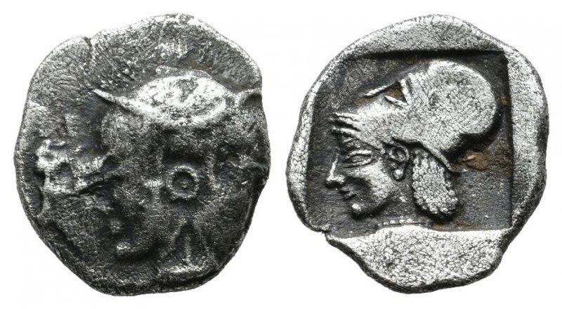 Diobol AR
Mysia, Lampsakos. c. 500-490 BC. Female janiform head, wearing taenia...