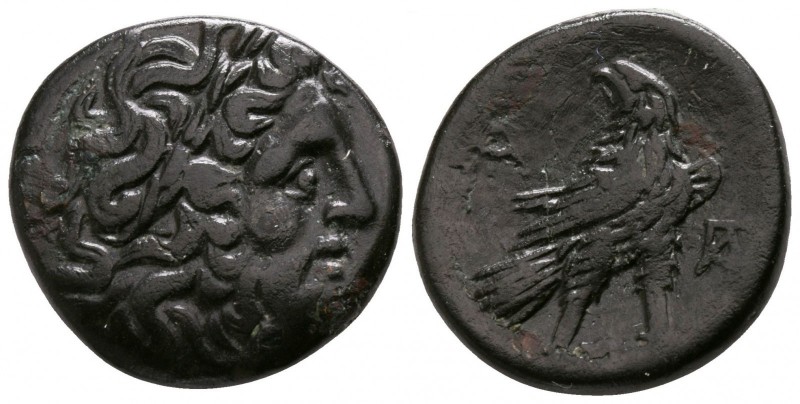 Bronze Æ
Macedon. Paroreia c. 185-168 BC, Laureate head of Zeus right / Eagle s...