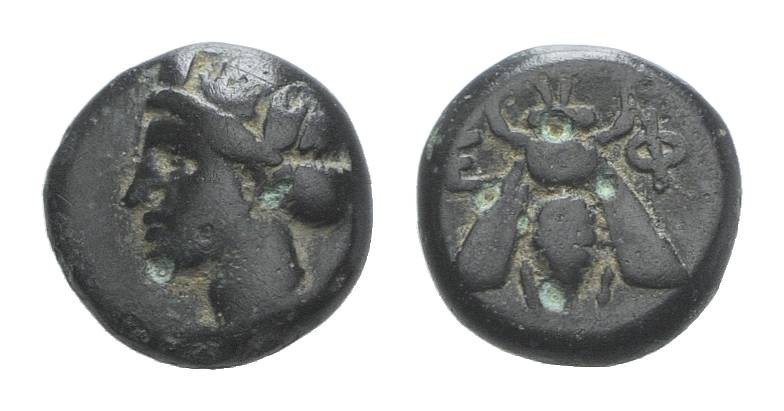 Biddr Munzhandlung Dr Dominik Elkowicz Auction 2 Lot 41 Bronze Ae Ionia Ephesos C 375 Female Head Bee With Straight Wings 9 Mm