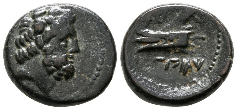 Bronze Æ
Phoenicia. Arados, c. 150-100 BC, Jugate heads of Zeus right / Prow of...