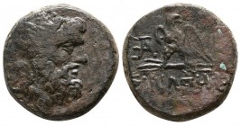 Bronze Æ
Paphlagonia, Sinope, c. 95-70 BC, Laureate head of Zeus right / Eagle standing on thunderbolt to left, head reverted
19 mm, 9,30 g
SNG BM ...
