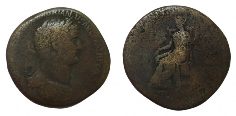 Sestertius Æ
Hadrian (117-138), Rome, Laureate bust right, with slight drapery ...